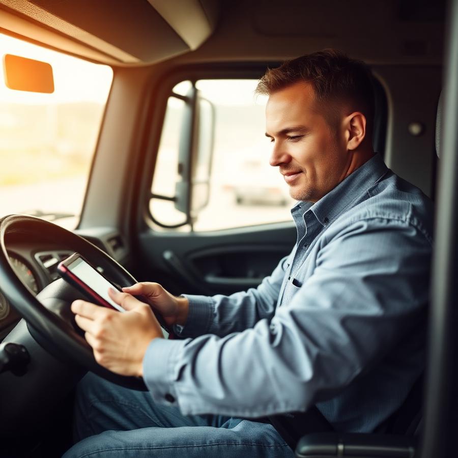 Truck driver on the road