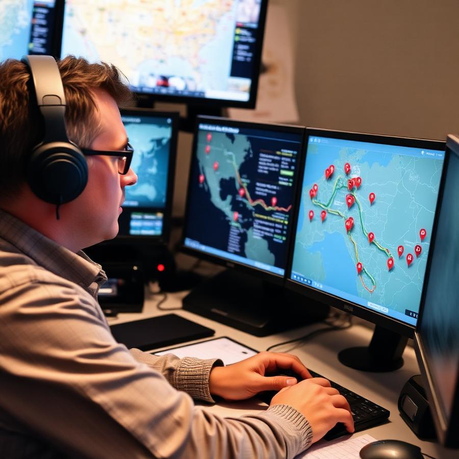 Dispatcher planning routes on a live map